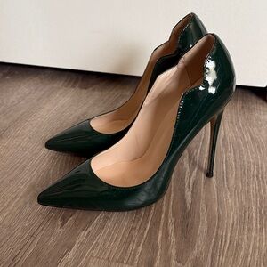 FSJ Emerald Green 5” stiletto heels patent leather 8.5